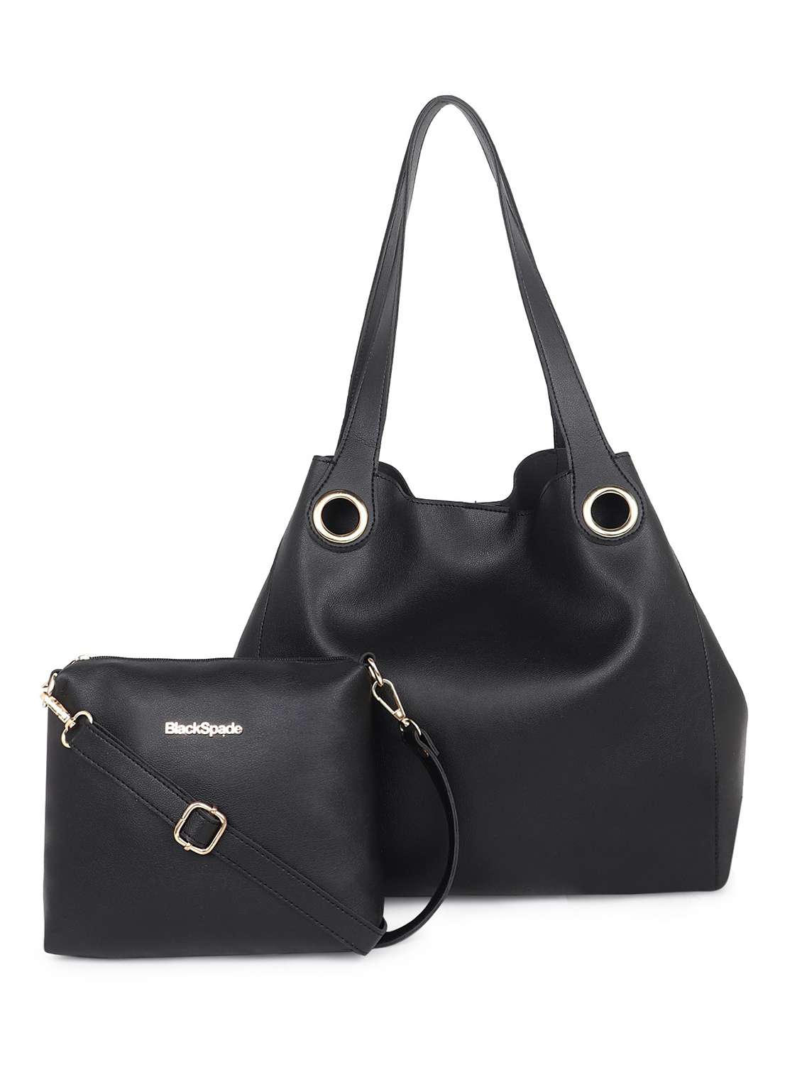 black solid tote bag combo 