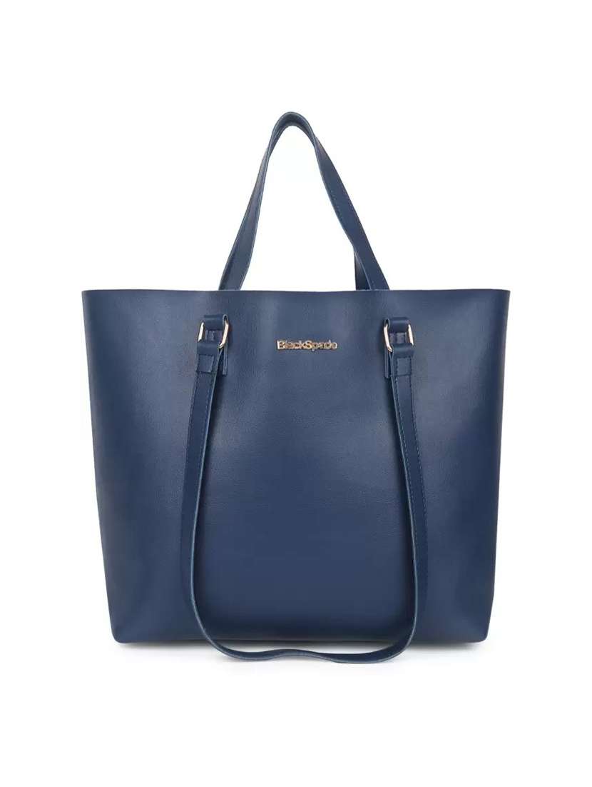 navy blue solid regular tote