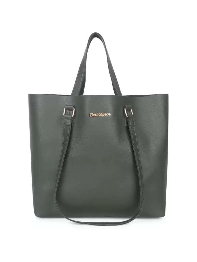 olive solid regular tote