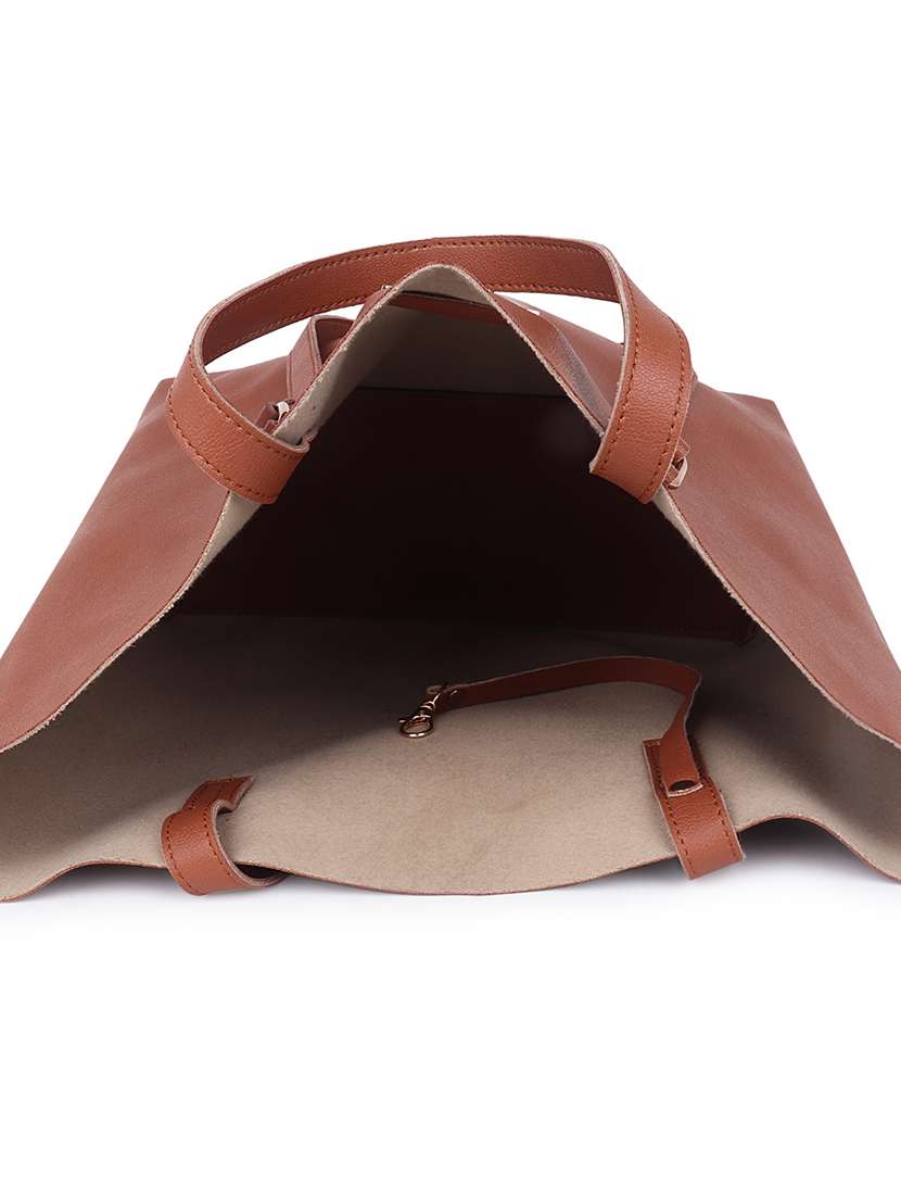 Tan Solid Regular Tote