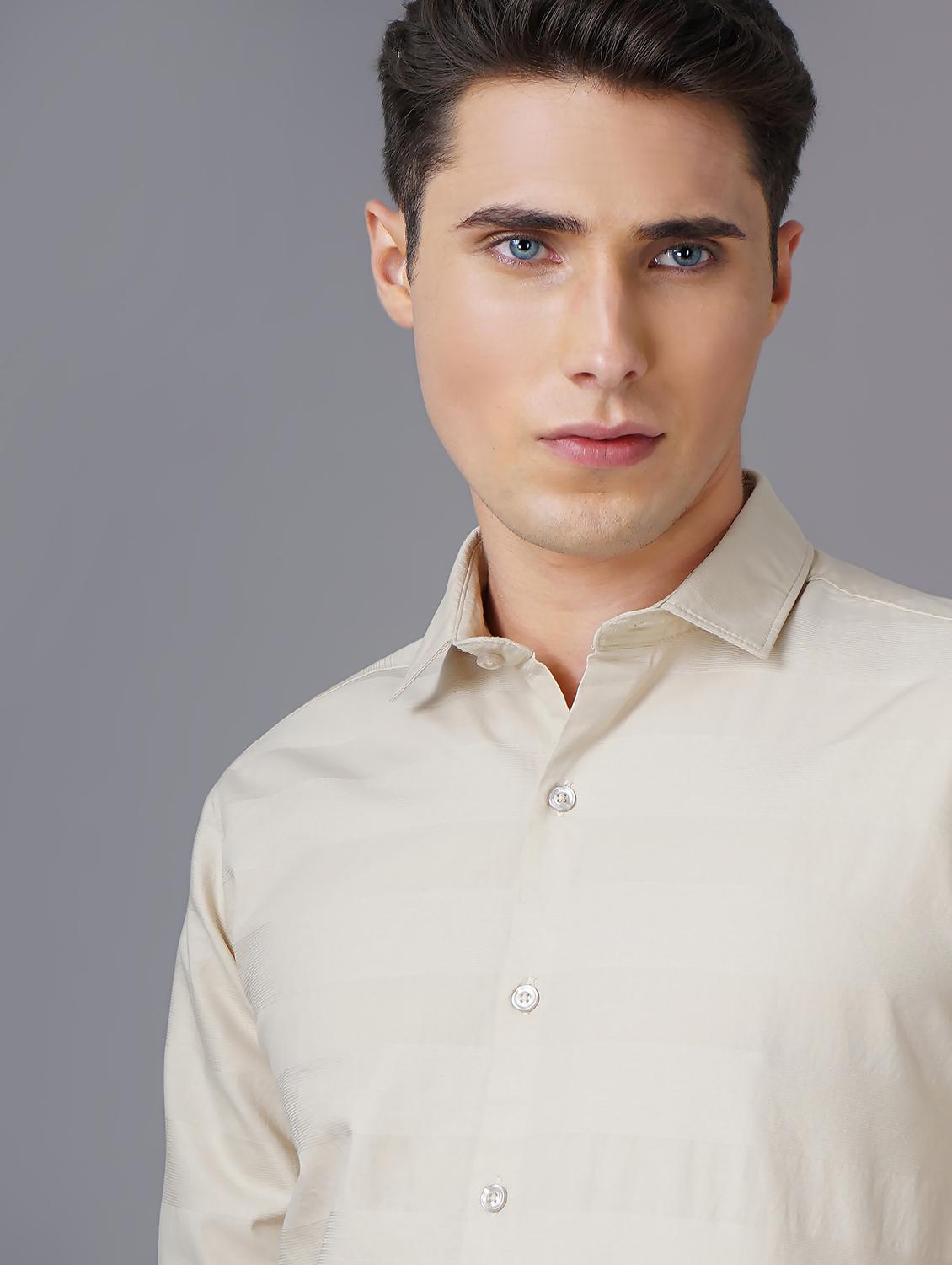 cream self designed casual shirt - 18571038 - Standard Image - 4