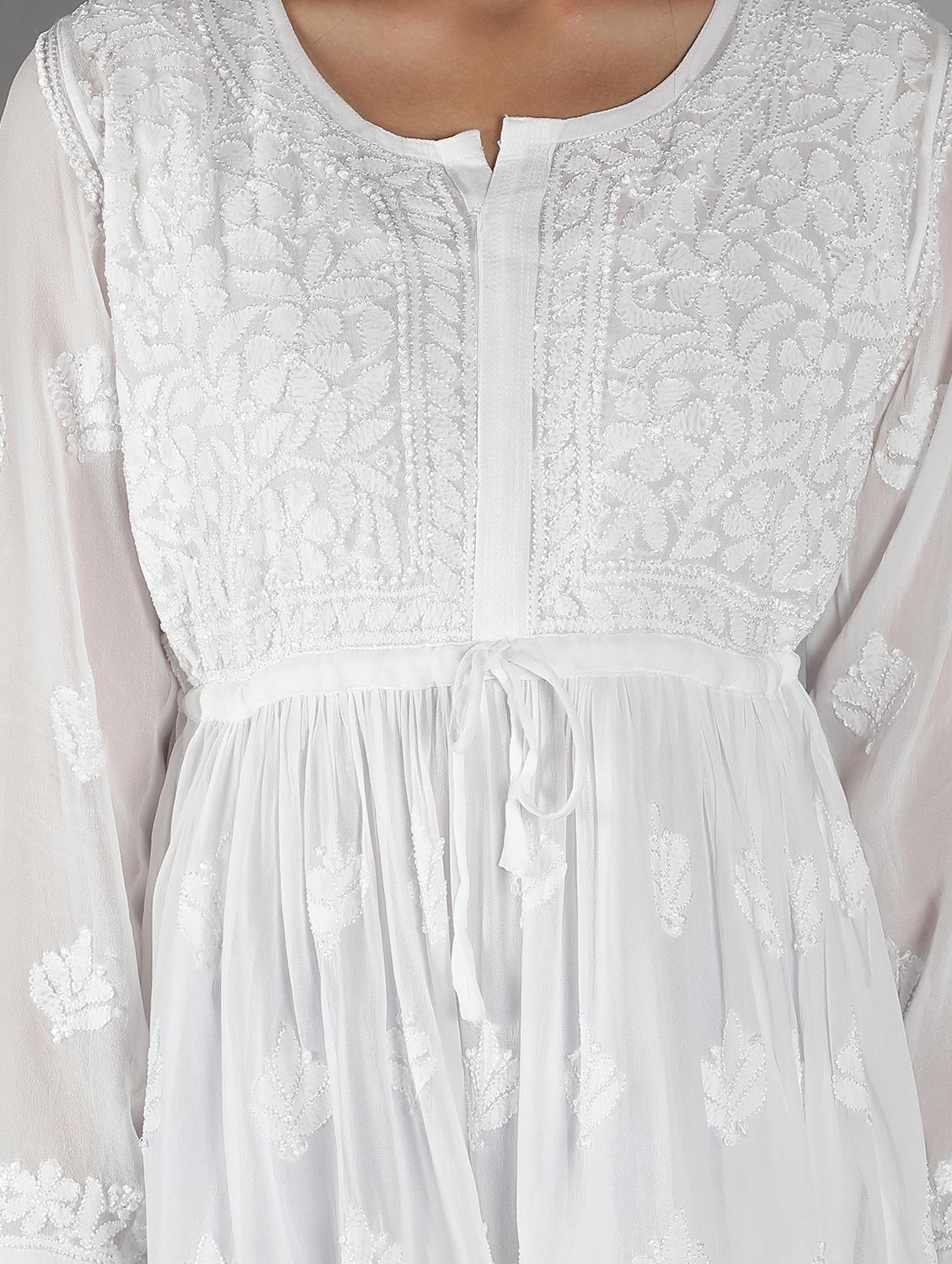 chikankari embroidered short kurti - 18573347 - Standard Image - 4