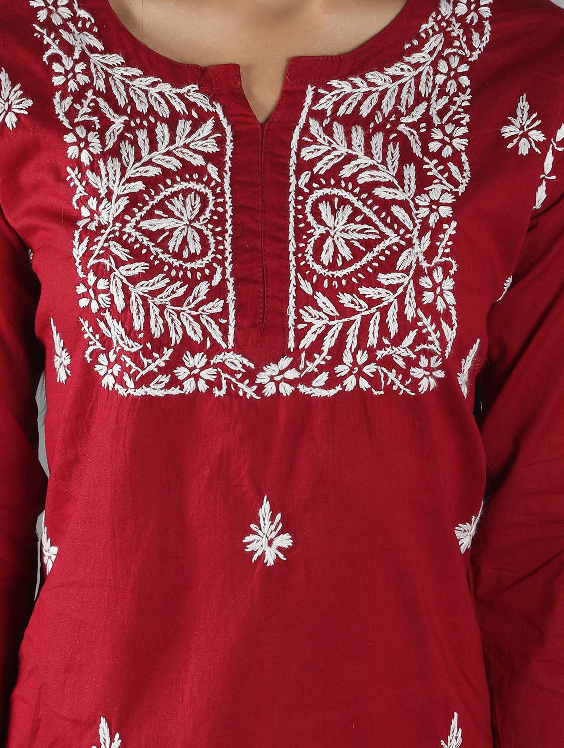 chikankari embroidered short kurti - 18573351 - Standard Image - 4