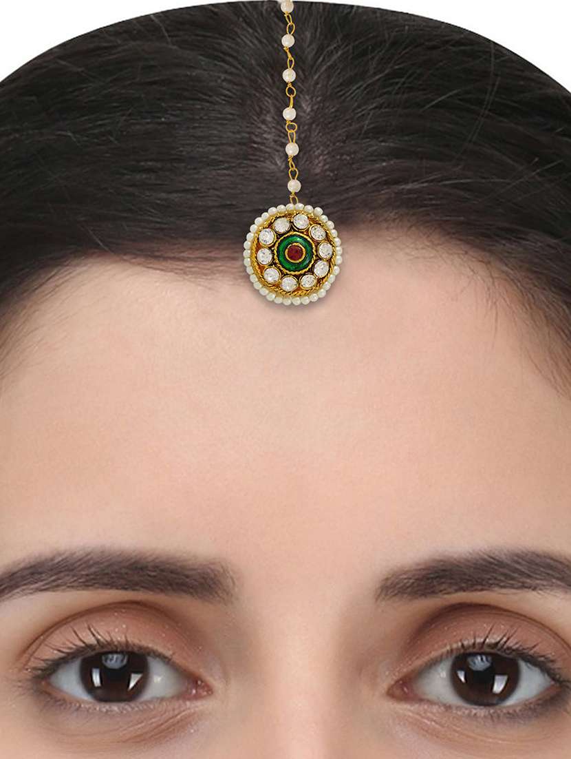 gold brass maang teekas & passa - 18573566 -  Standard Image - 1