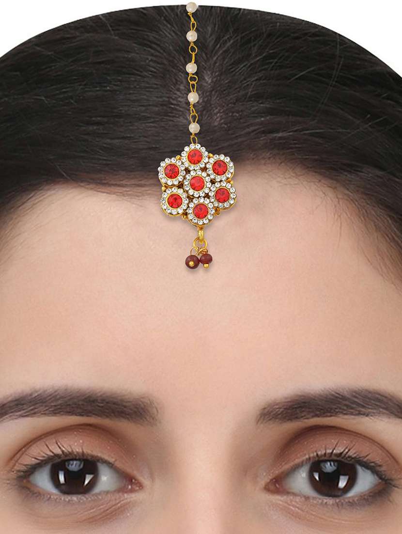 gold brass maang teekas & passa - 18573580 -  Standard Image - 1