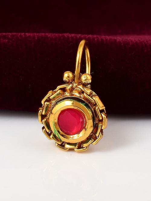 gold brass naath nose pin - 18573588 - Standard Image - 0