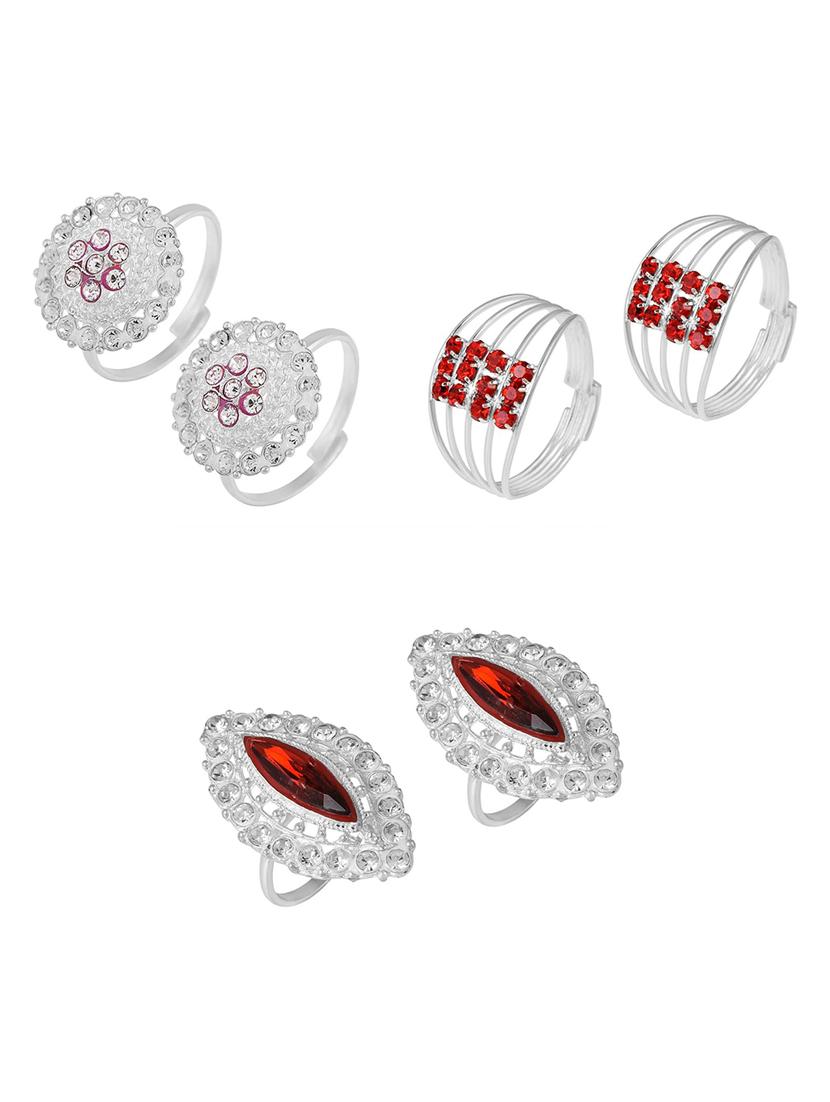 silver plated toe ring set - 18573822 - Standard Image - 1