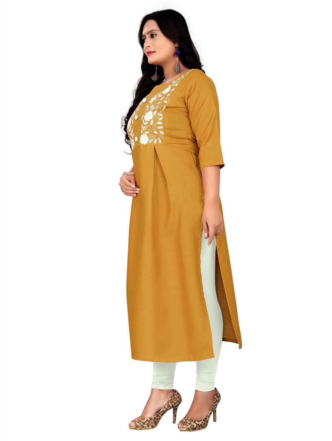 yoke embroidered a-line kurta - 18574410 - Standard Image - 1