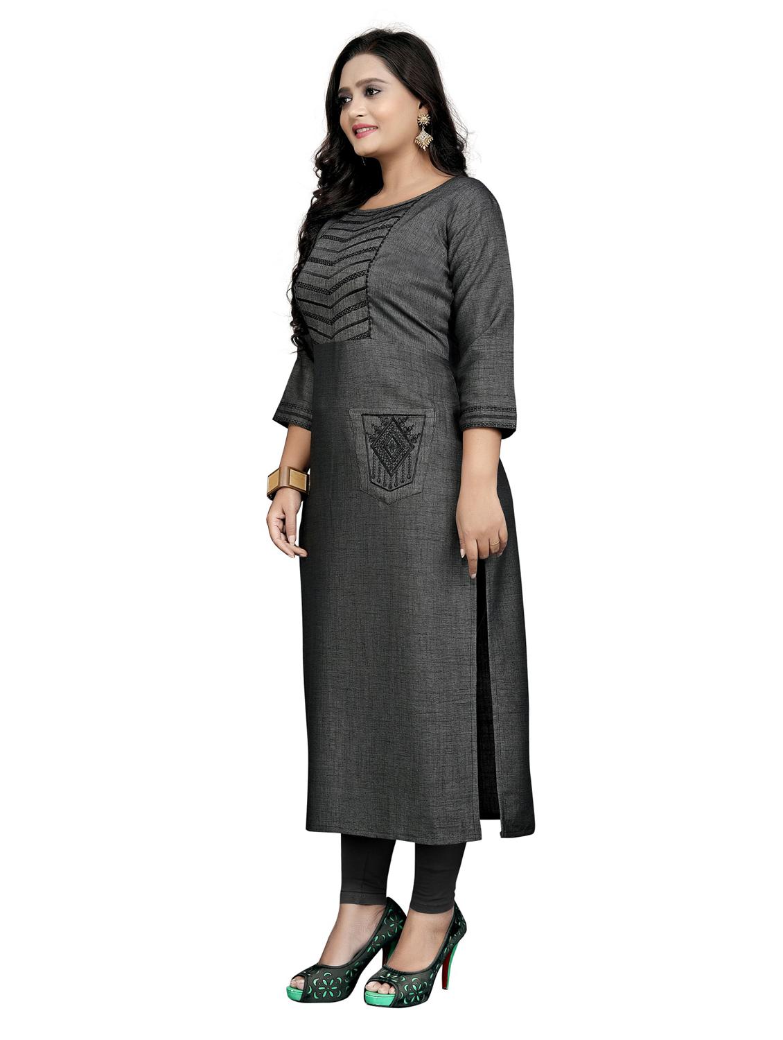 yoke embroidered straight kurta - 18574421 - Standard Image - 1