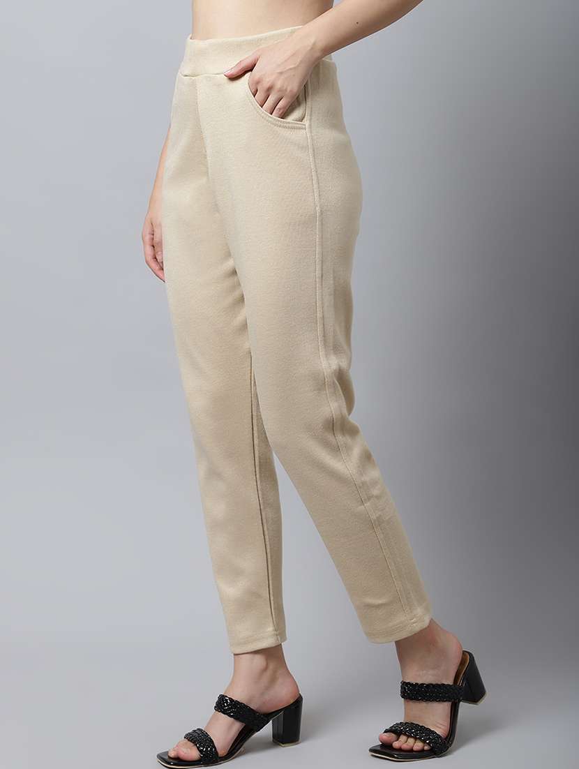women solid ankle length pants - 18574909 - Standard Image - 1