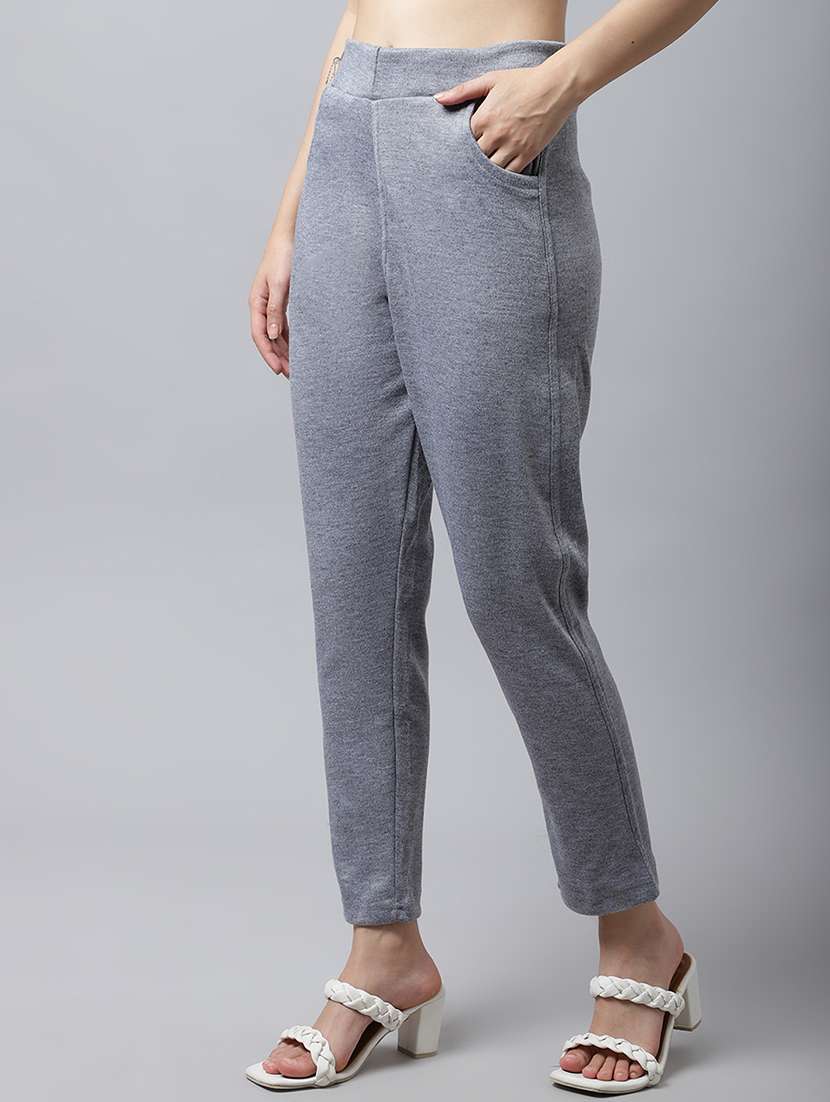 women solid ankle length pants - 18574910 -  Standard Image - 1