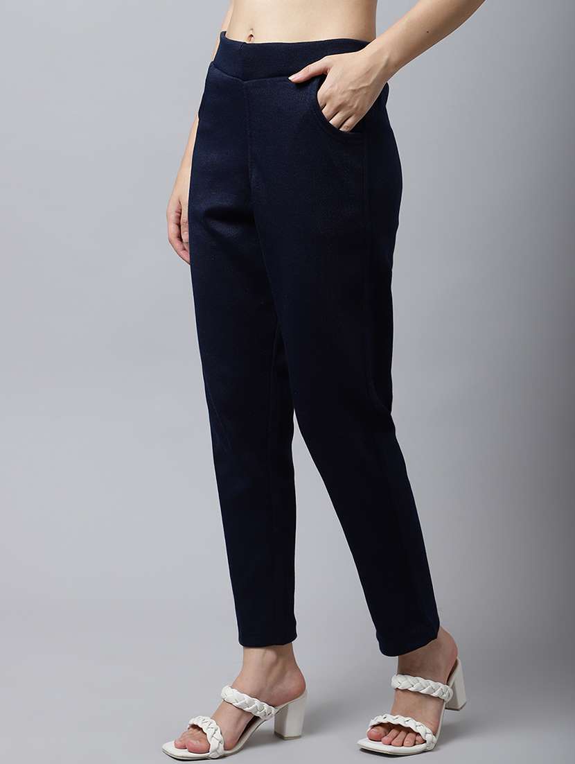 women solid ankle length pants - 18574912 -  Standard Image - 1