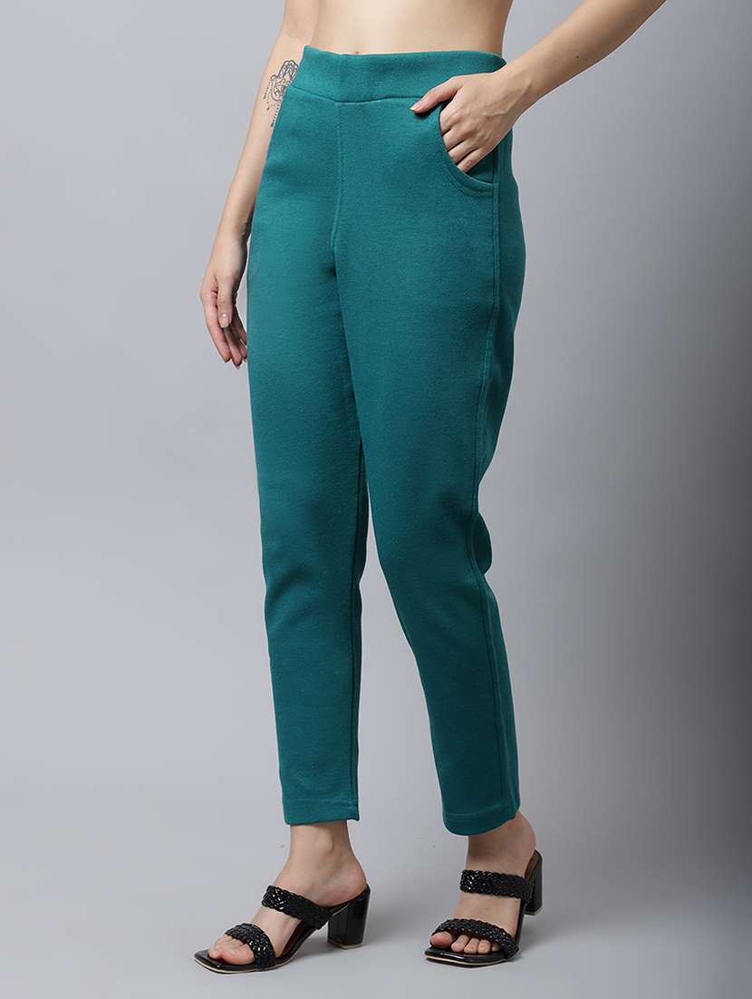 women solid ankle length pants - 18574915 - Standard Image - 1
