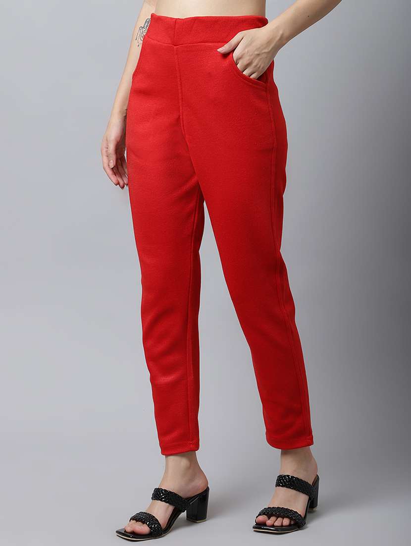 women solid ankle length pants - 18574916 - Standard Image - 1