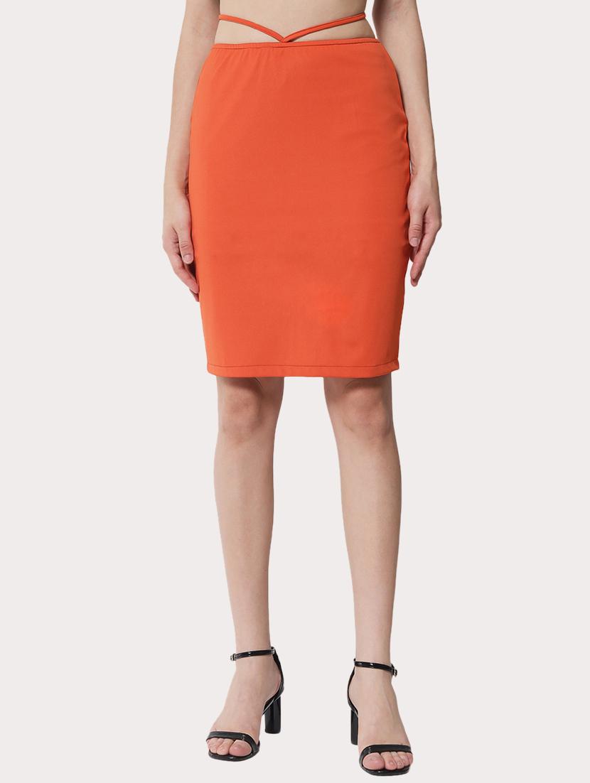 tie back solid bodycon skirt - 18575054 - Zoom Image - 0
