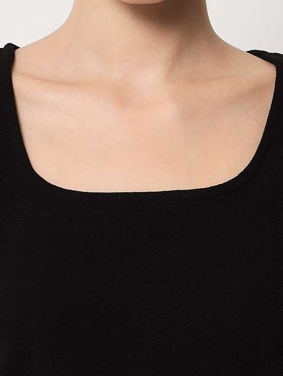 women's solid black round neck top - 18575128 -  Standard Image - 4