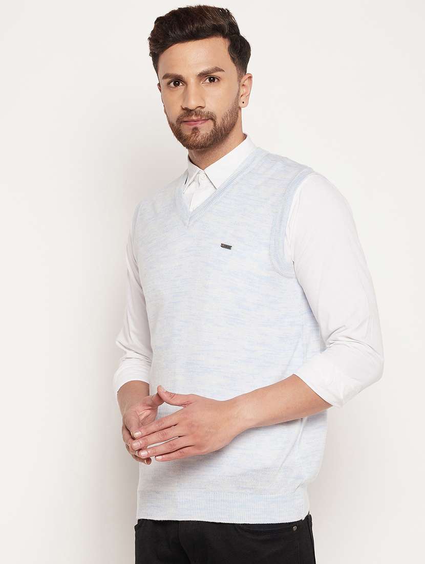 light blue melange pullover - 18575208 - Standard Image - 1