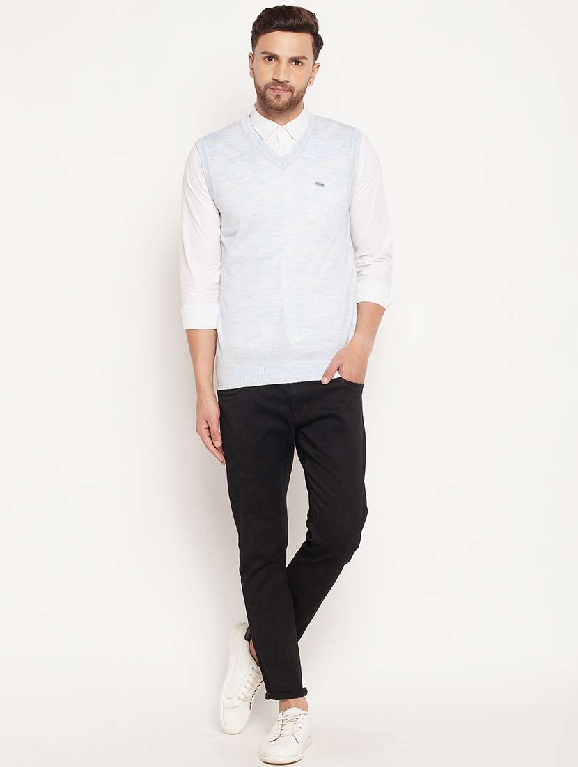 light blue melange pullover - 18575208 - Standard Image - 4