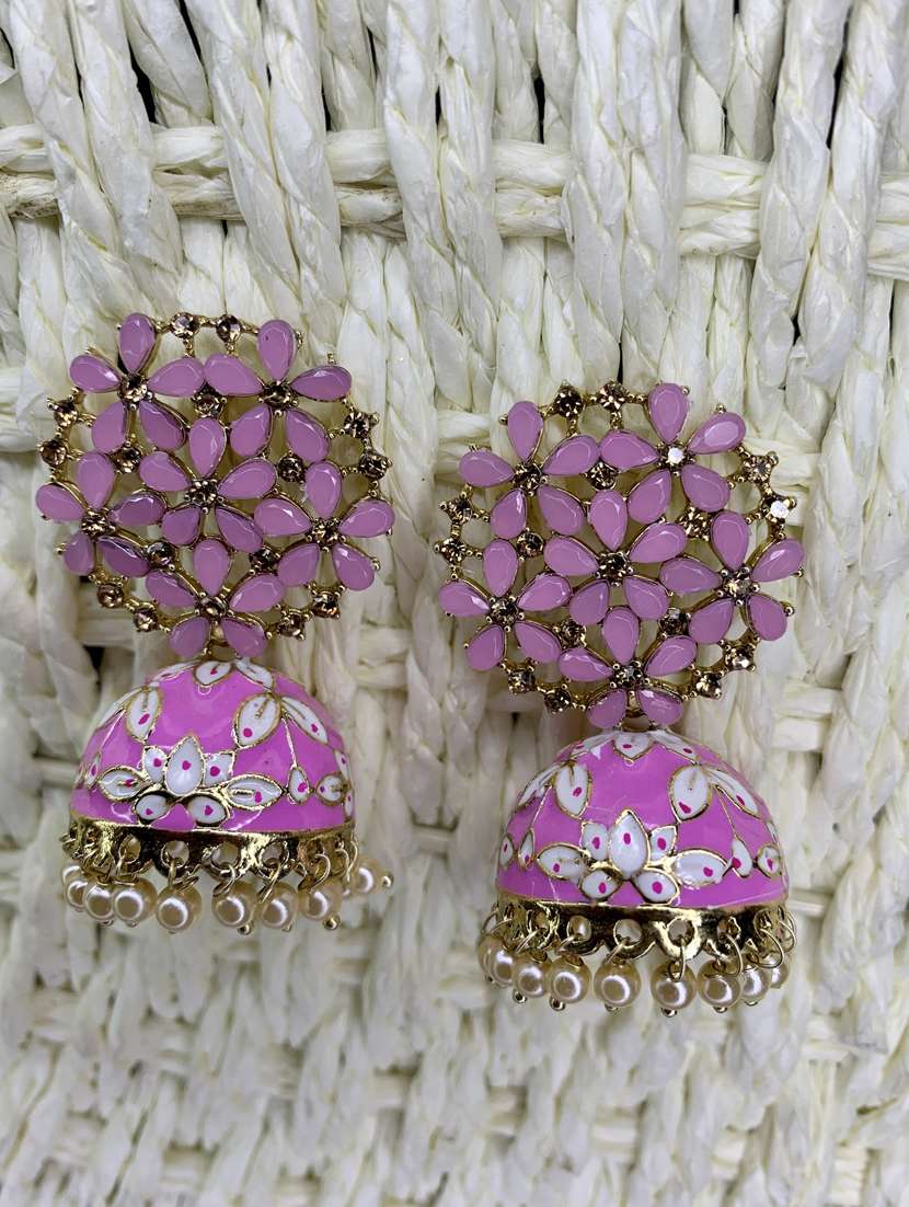oxidised handcrafted work jhumka earring - 18575391 - Zoom Image - 0