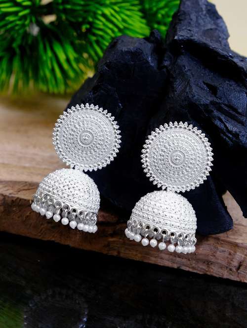  oxidised handcrafted work jhumka earring  - 18575397 -  Standard Image - 0