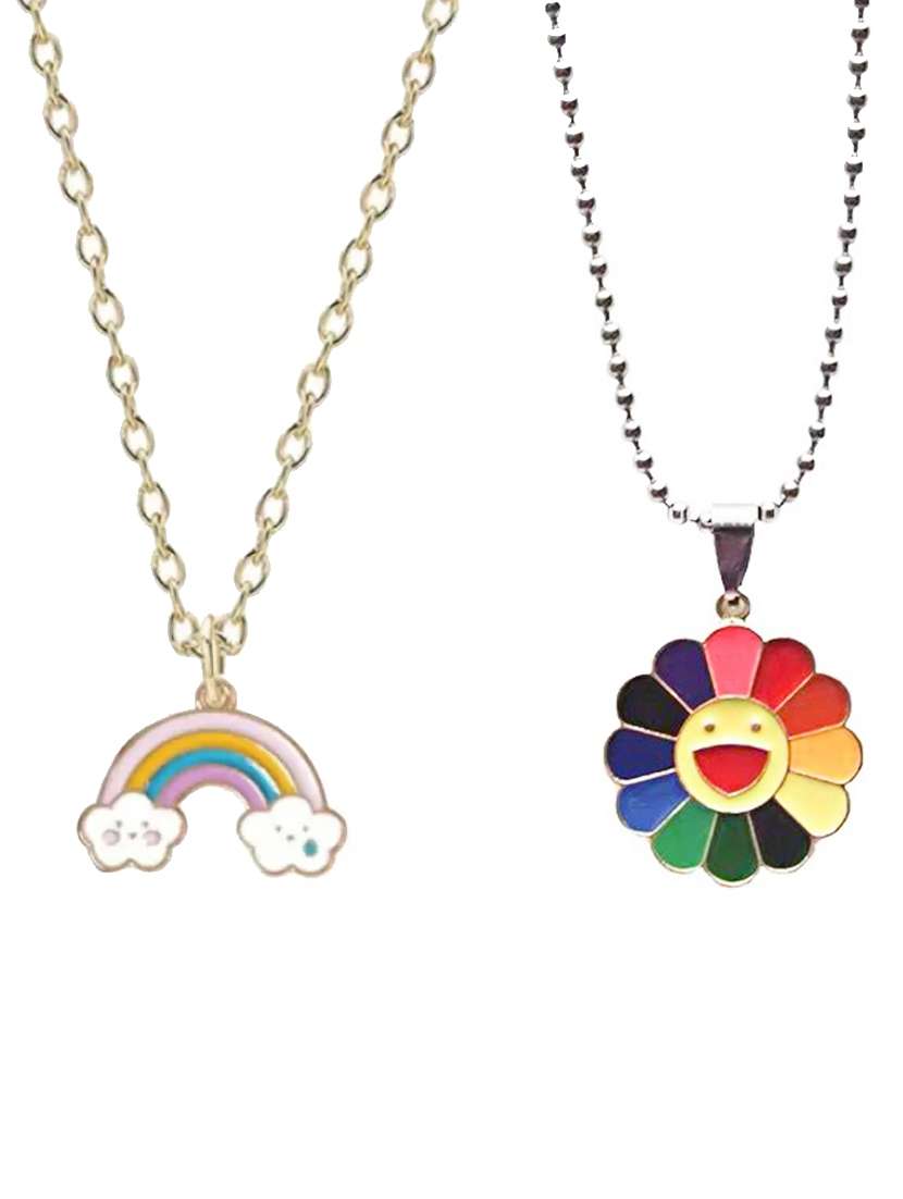  gold plated trending lock inspired multi layered necklace set