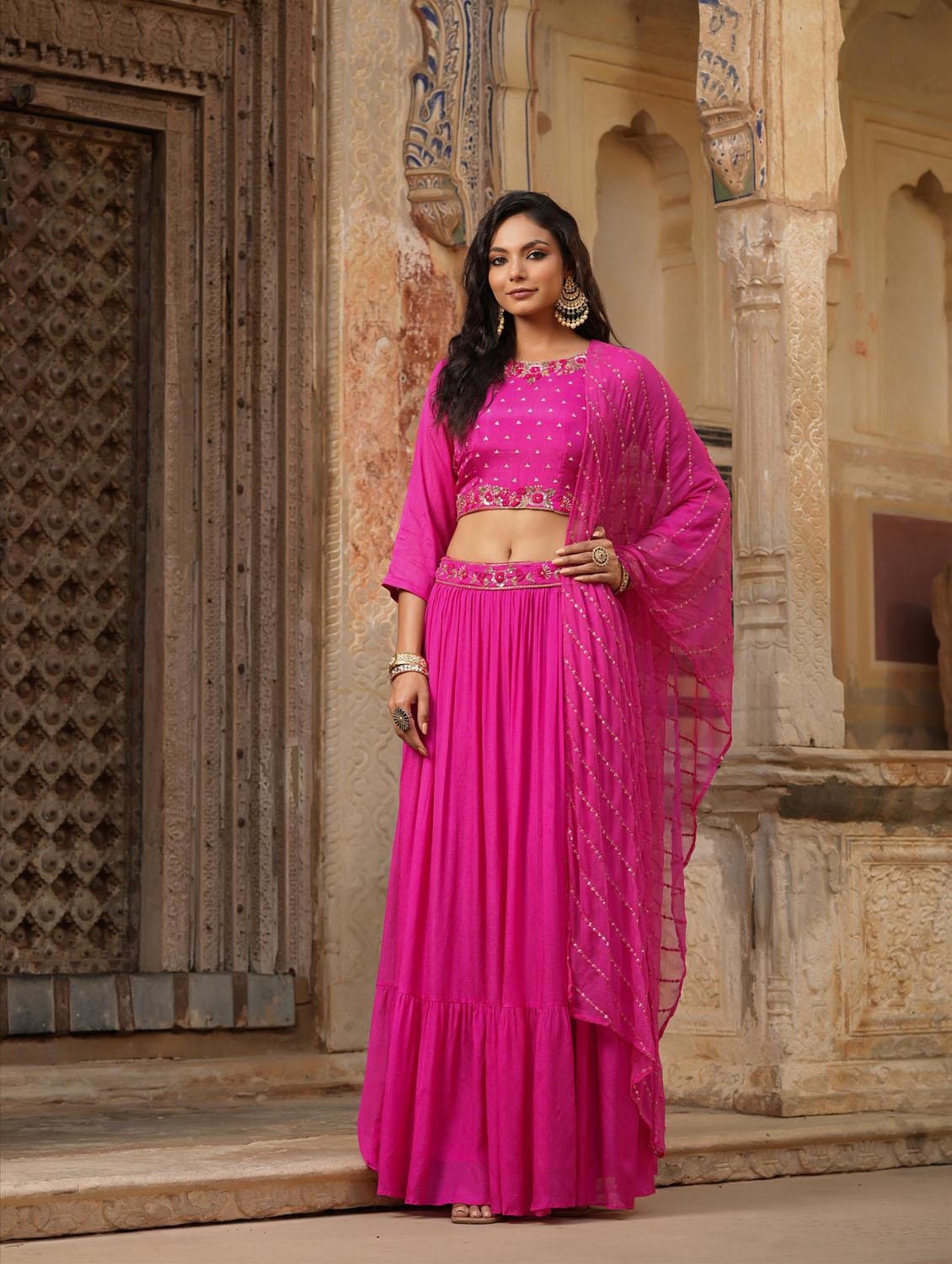 embroidered lehenga and choli with dupatta