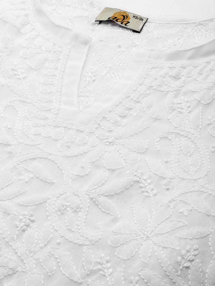 ada hwomen chikankari straight short kurti - 18577213 - Standard Image - 4