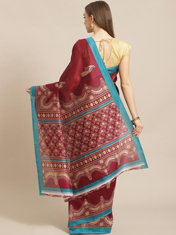 women's self design maroon colored saree - 18577344 - Standard Image - 1