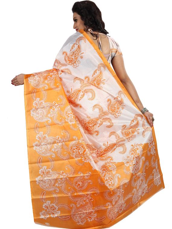 women's paisley orange colored saree with blouse - 18577387 - Standard Image - 1