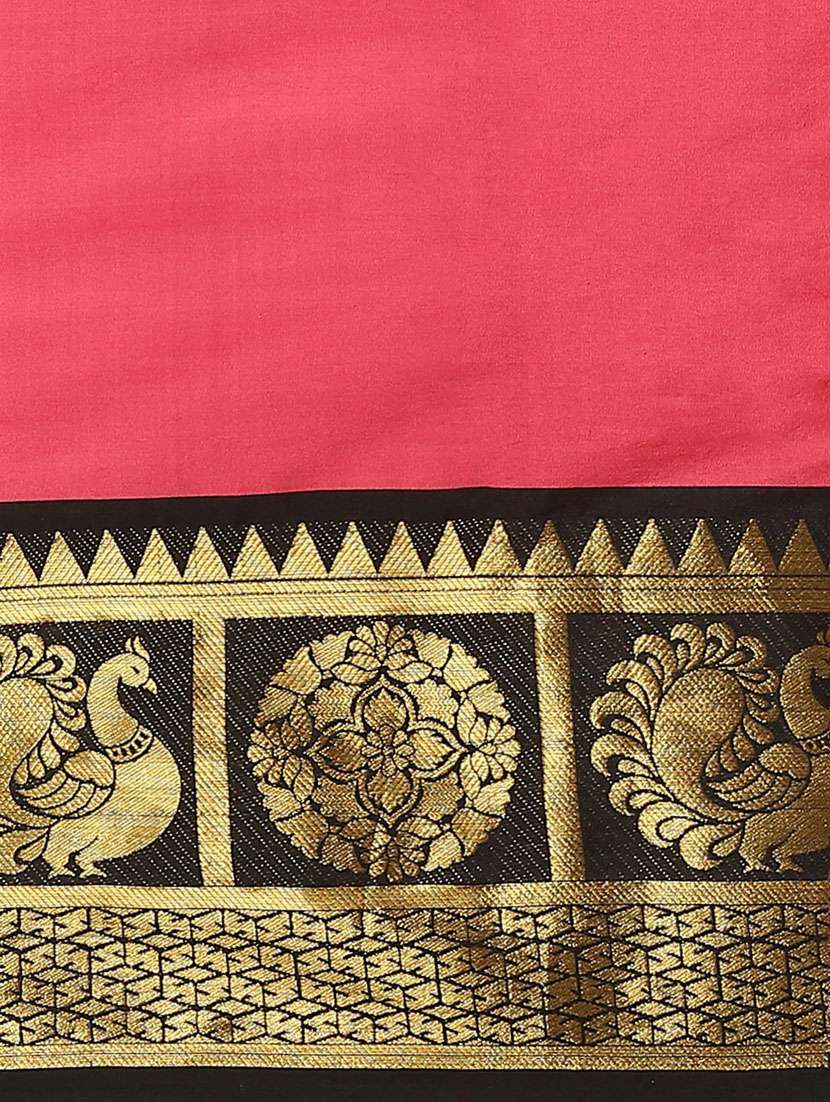 women's self design pink colored saree with blouse - 18577579 - Standard Image - 4
