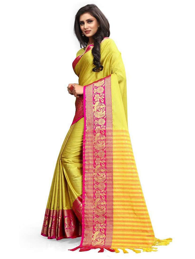 women's self design lime colored saree with blouse - 18577602 - Standard Image - 1