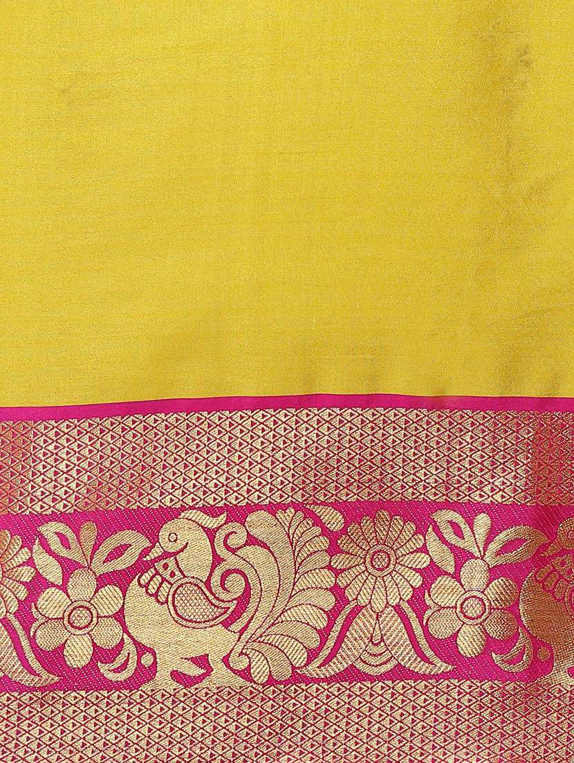 women's self design mustard colored saree with blouse - 18577640 - Standard Image - 4