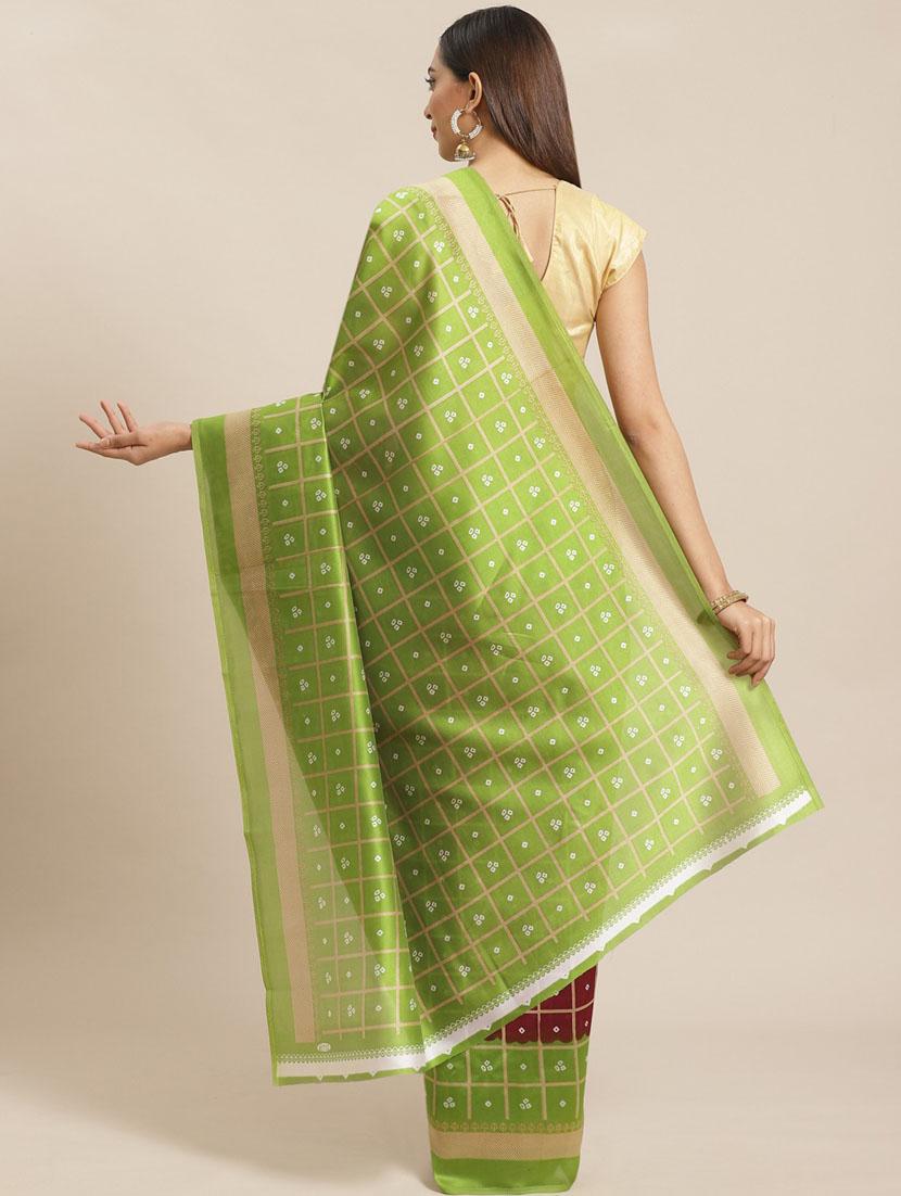 women's bandhani red colored saree with blouse - 18577675 - Standard Image - 1