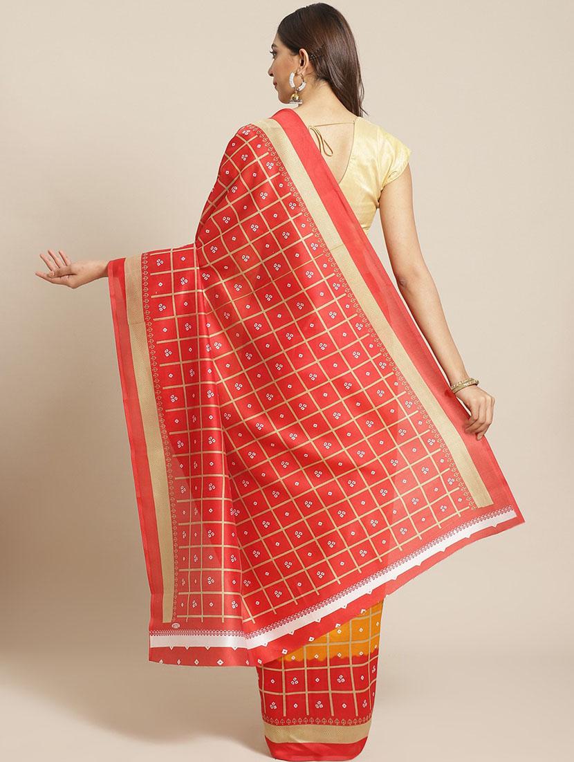 women's checks yellow colored saree with blouse - 18577680 - Standard Image - 1