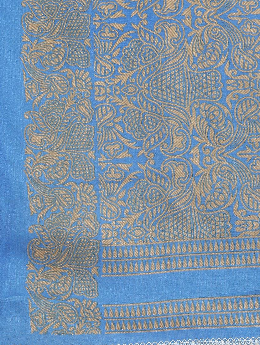 women's checks blue colored saree with blouse - 18577688 - Standard Image - 4