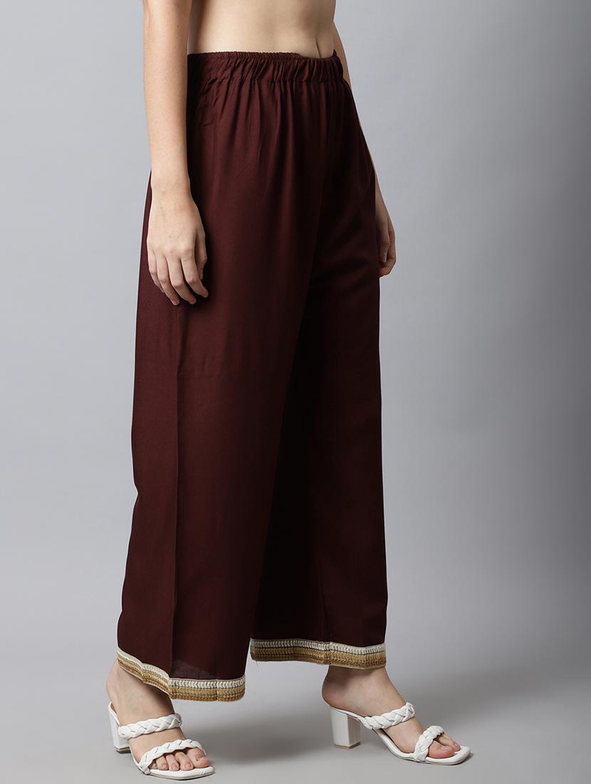 brown embellished hem cullottes palazzo - 18578407 - Standard Image - 1