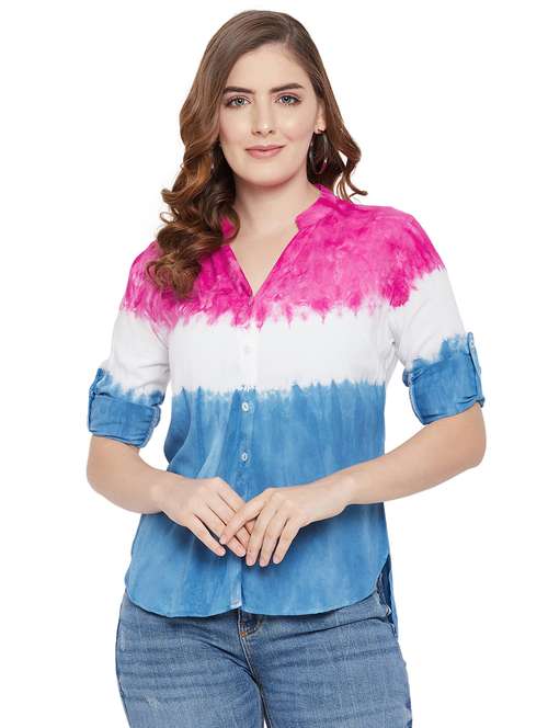 multi colored rayon regular shirt - 18579224 - Standard Image - 0
