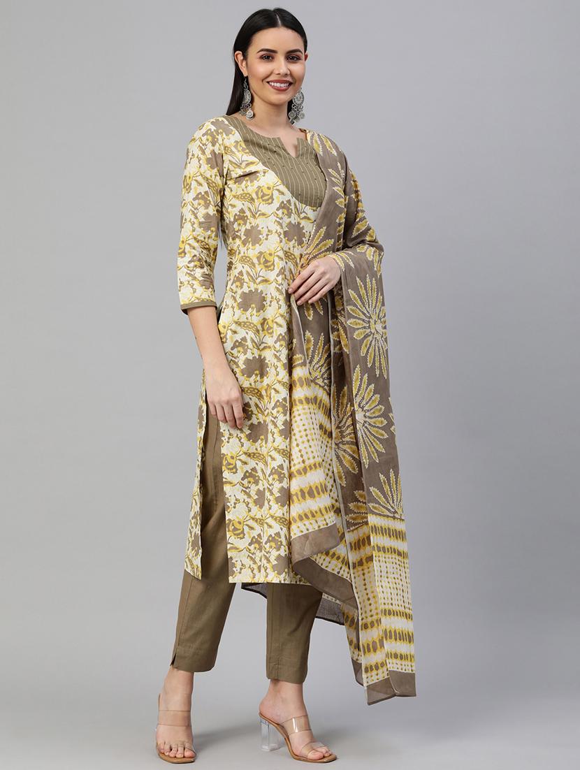 floral kurta pant set with dupatta - 18582725 -  Standard Image - 1
