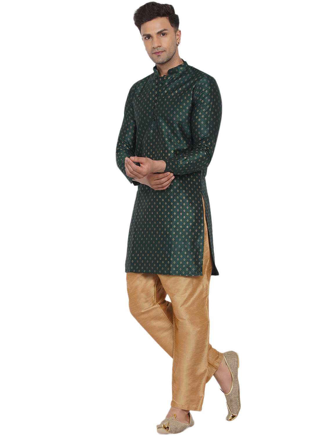 printed silk long kurta - 18582758 -  Standard Image - 1
