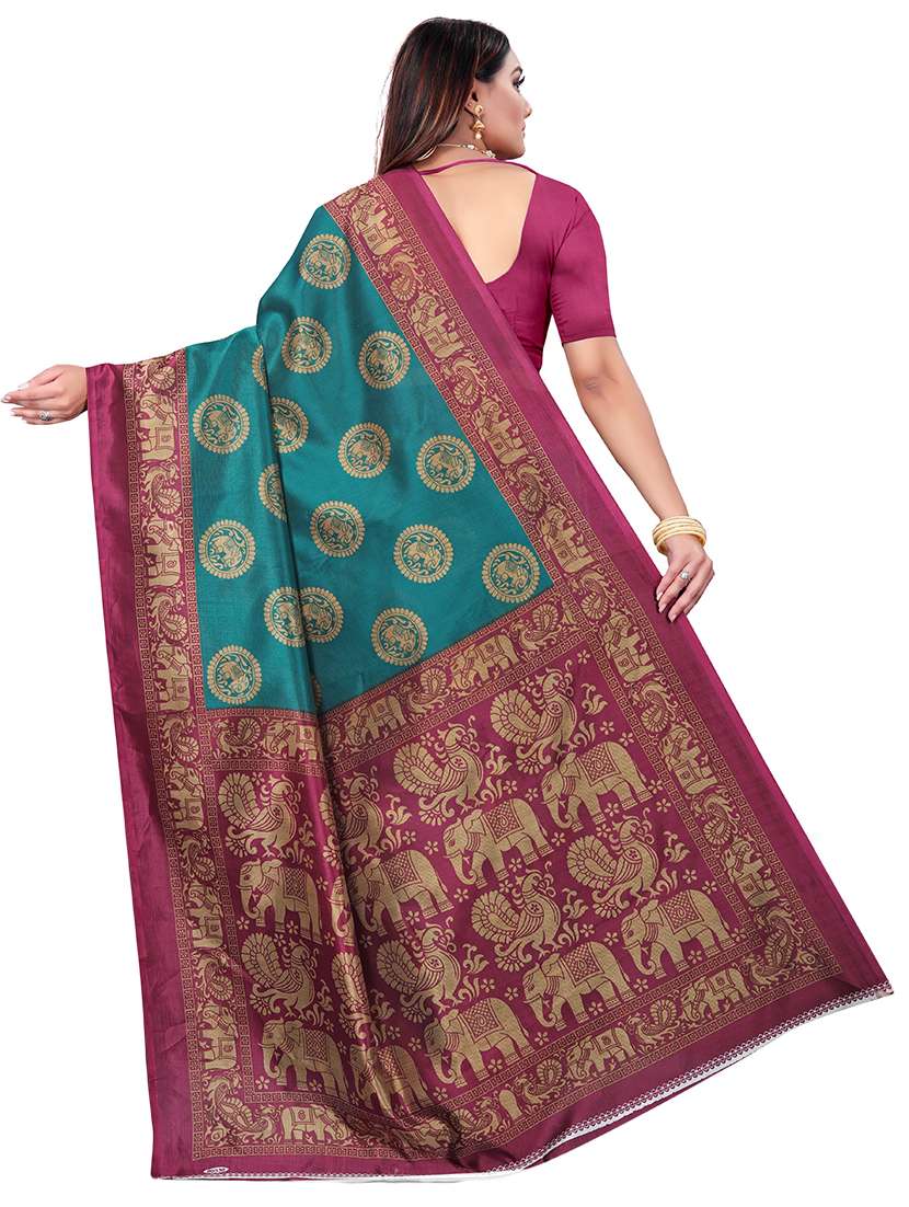 women's printed green colored saree - 18583424 -  Standard Image - 1