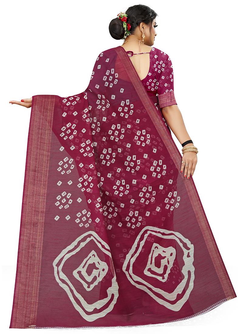 women's bandhani magenta colored saree - 18583427 - Standard Image - 1