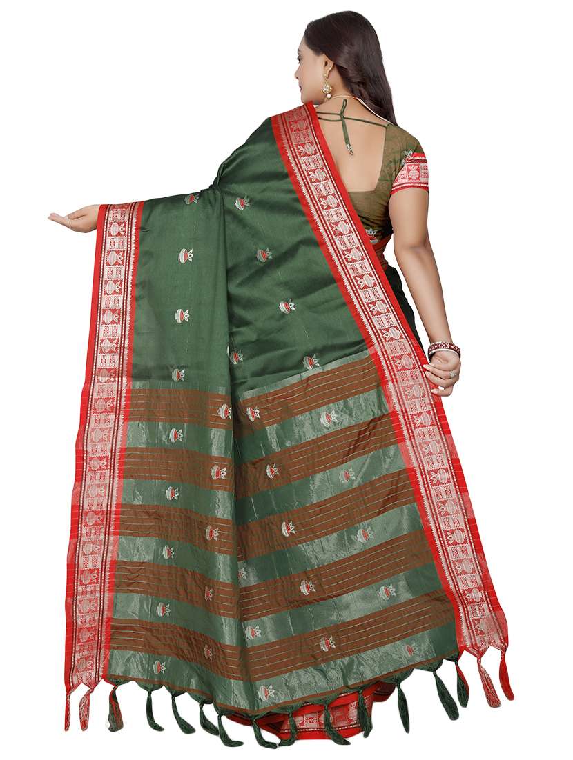 women's self design dark green colored saree with blouse - 18583442 - Standard Image - 1