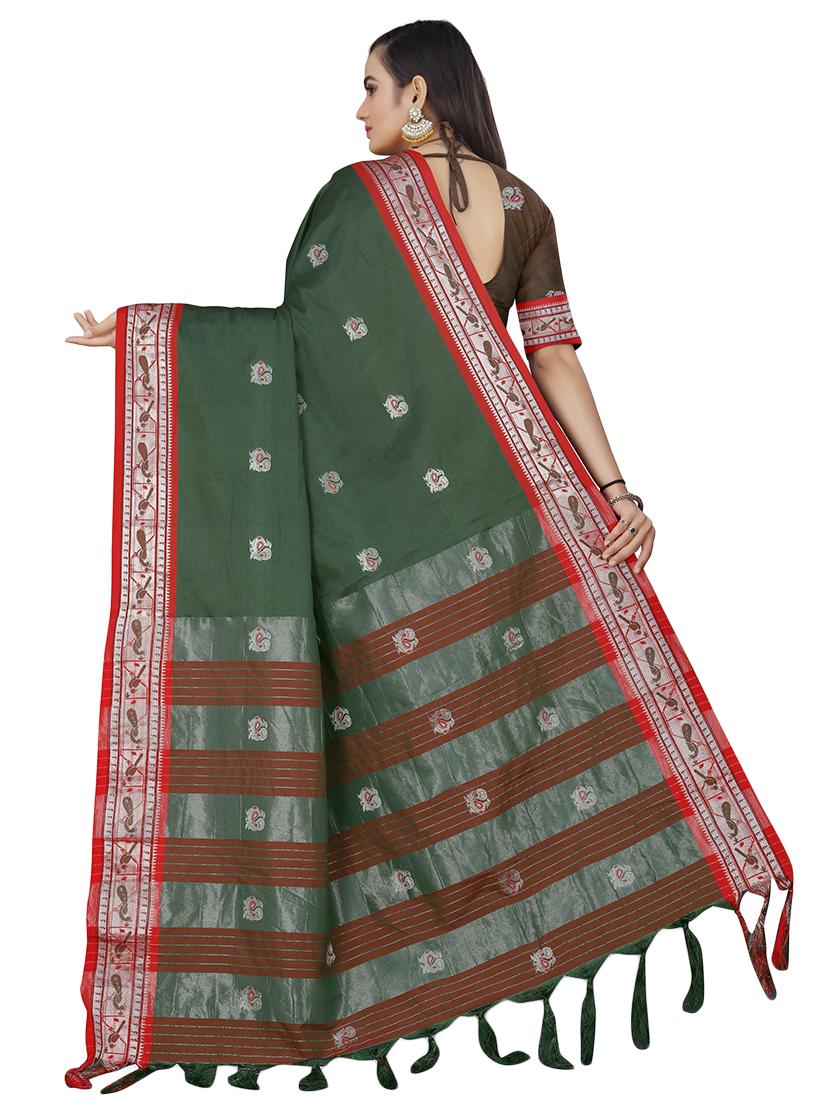women's self design bottle green colored saree - 18583477 - Standard Image - 1