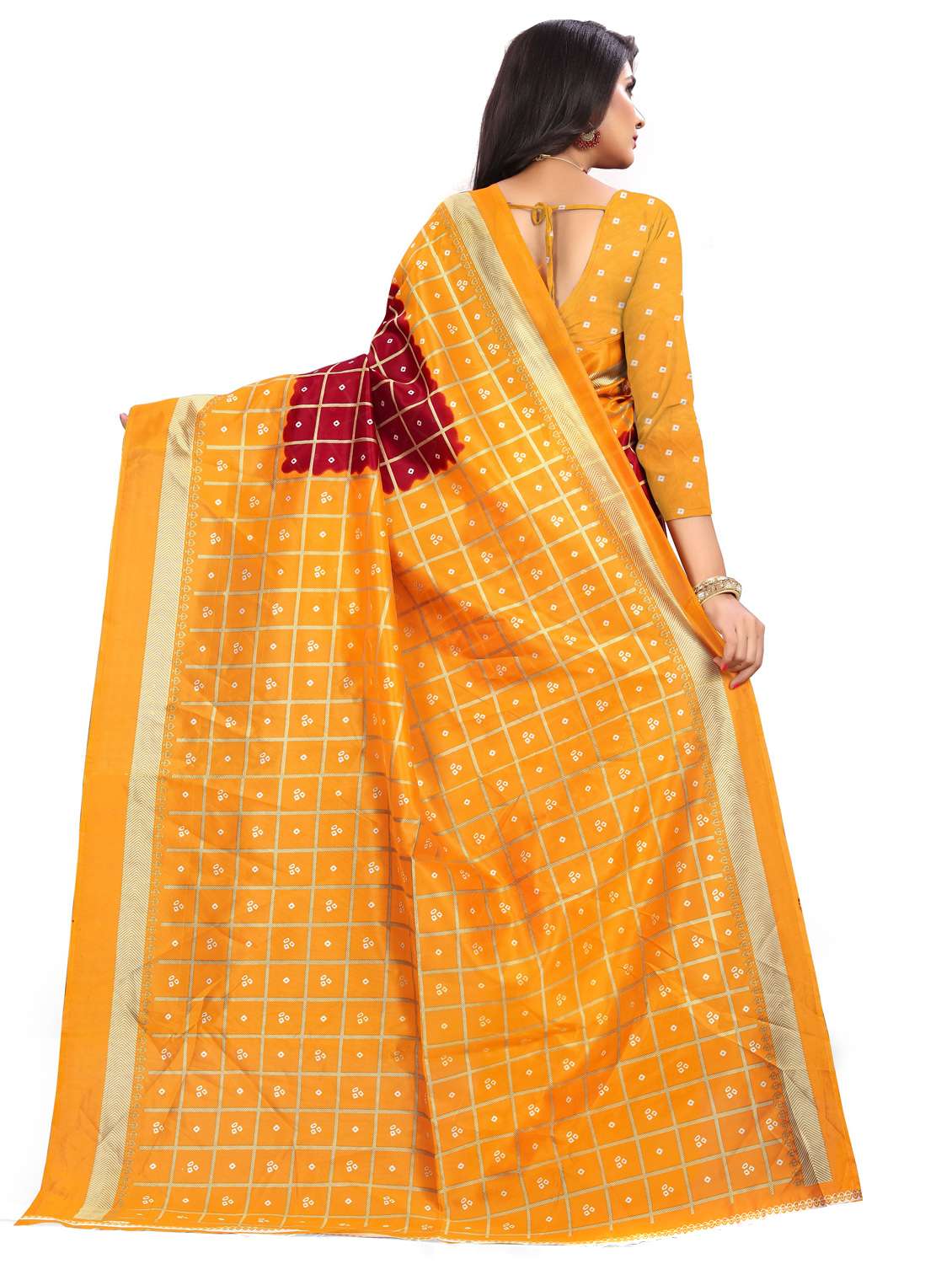 women's bandhani multi colored saree with blouse - 18584099 - Standard Image - 1
