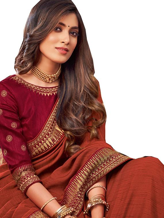 solid bordered saree - 18584859 - Standard Image - 1