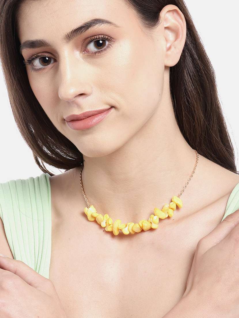 Yellow Metal Choker Necklace
