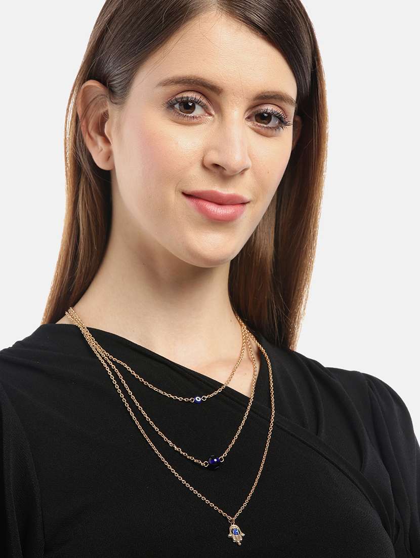 Evil Eye Pendant Detailing Layered Chain Necklace