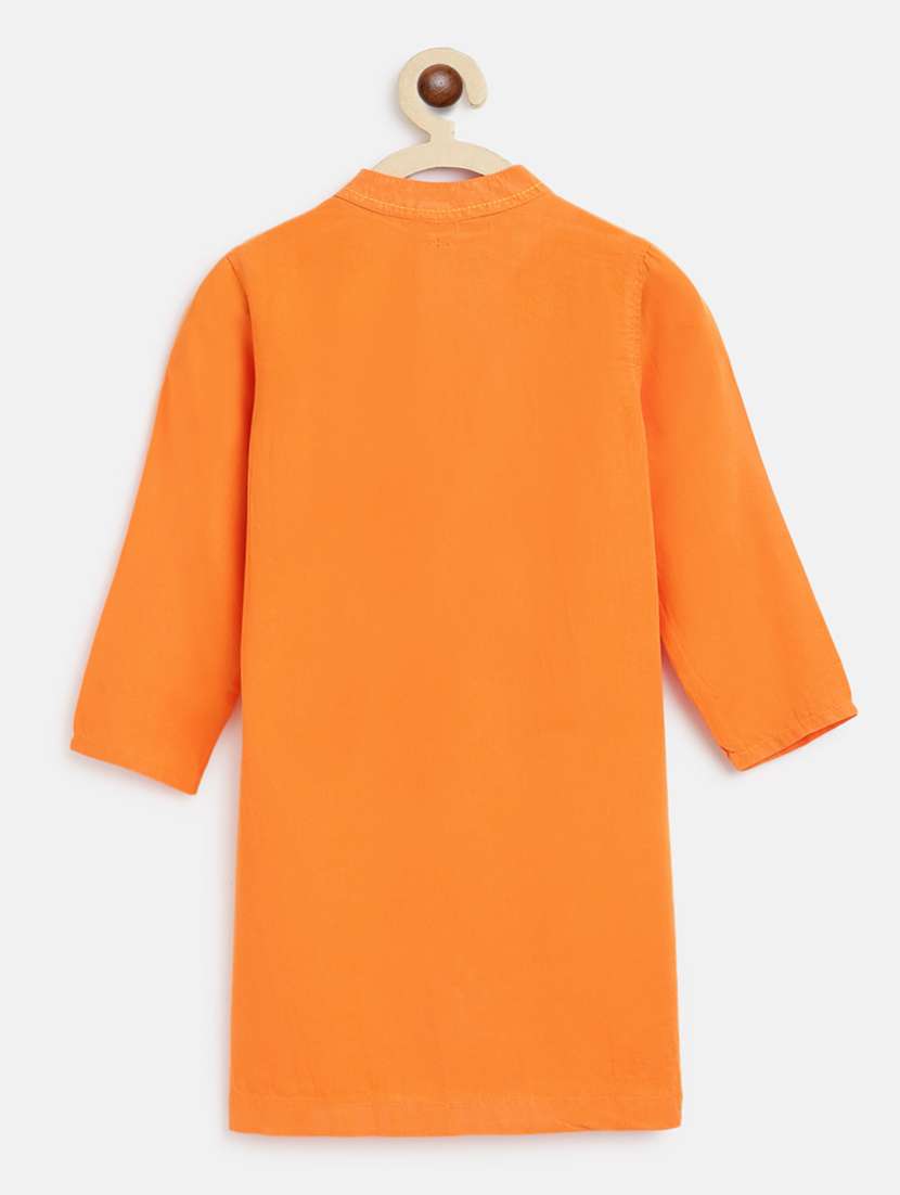 orange solid kurta - 18586959 -  Standard Image - 1
