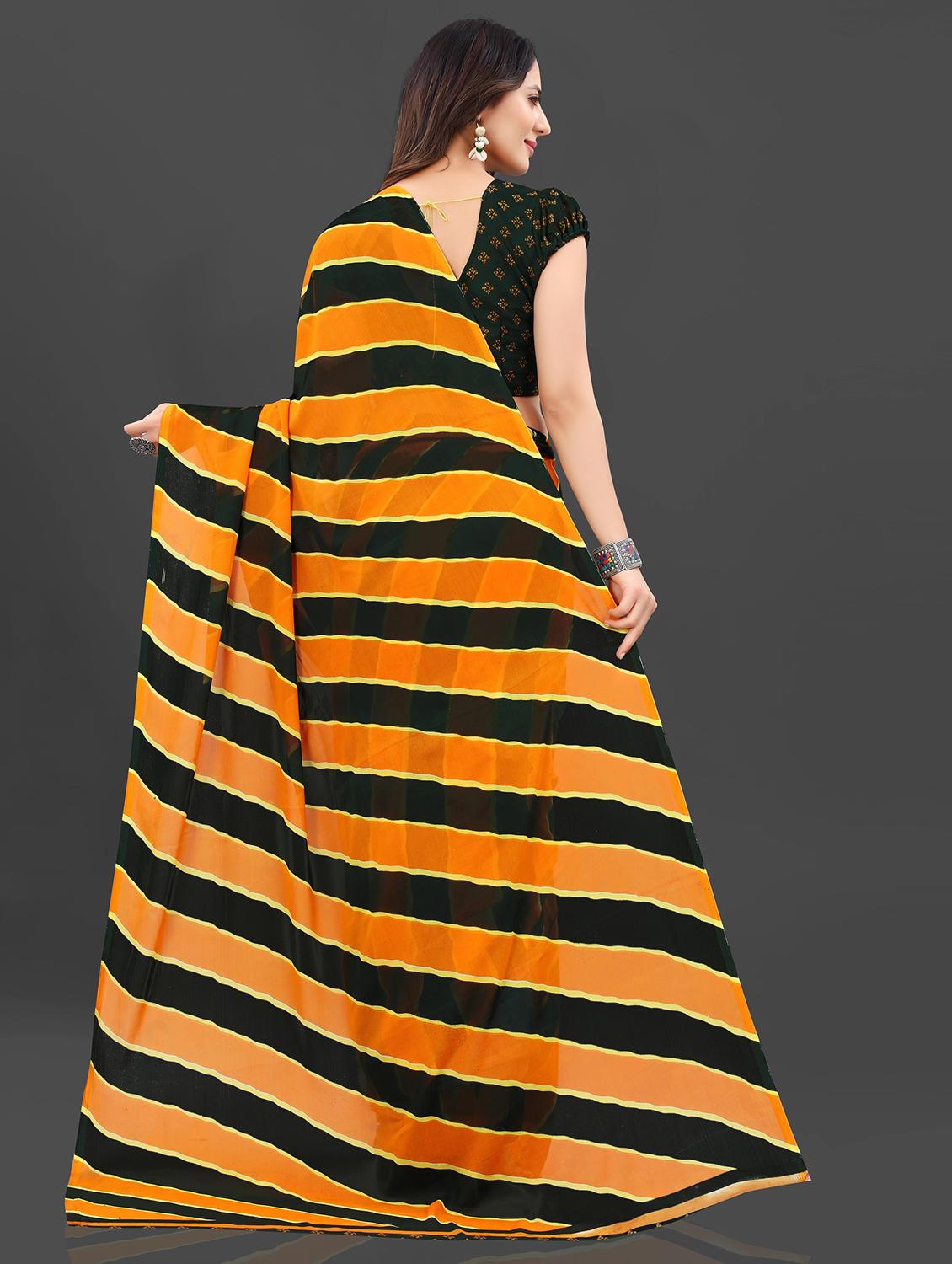 striped printed saree with blouse - 18587209 - Standard Image - 1