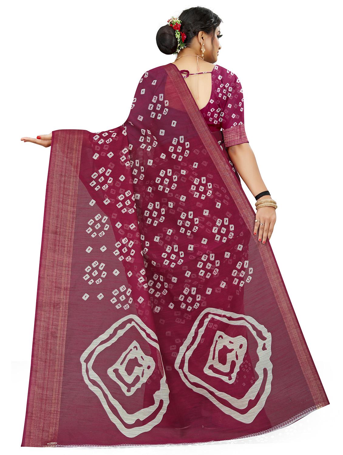 women's bandhani purple colored saree with blouse - 18587228 - Standard Image - 1